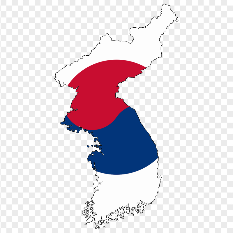 HD South Korean Flag Map PNG
