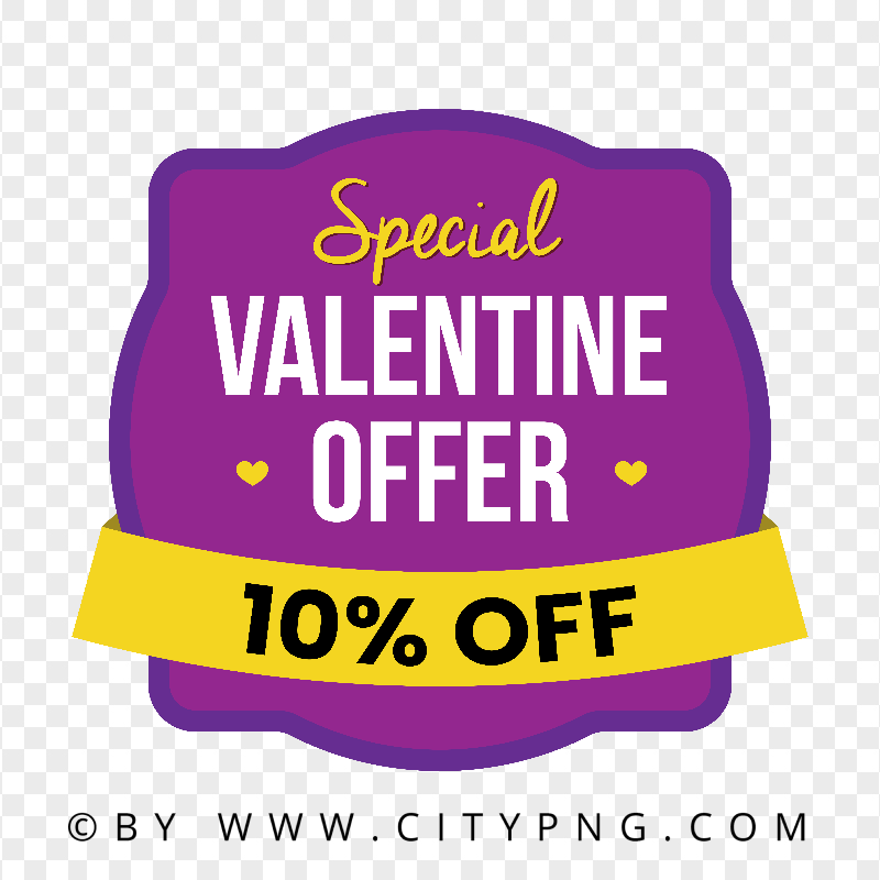 HD Special Valentine Offer Discount 10 OFF Purple Sign PNG