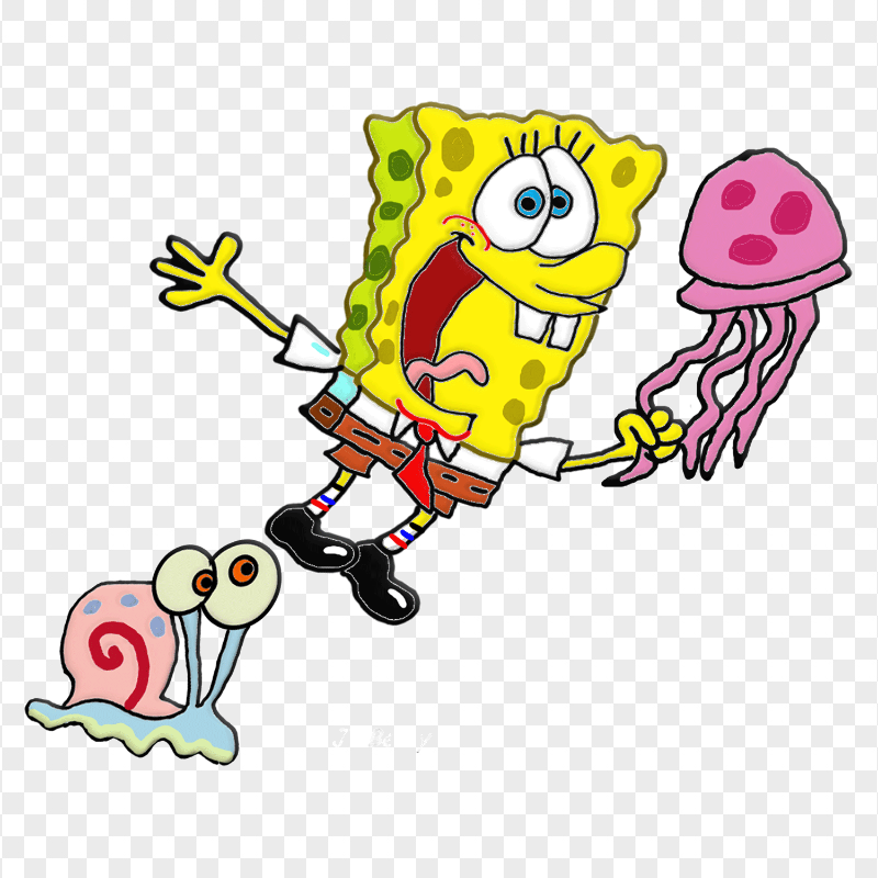 HD Spongebob And Gary And A Jellyfish Clipart Characters PNG