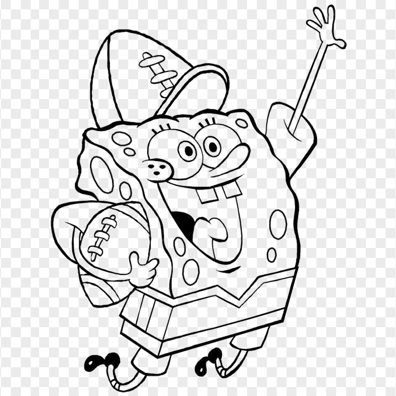 HD Spongebob Outline American Football Character Transparent PNG