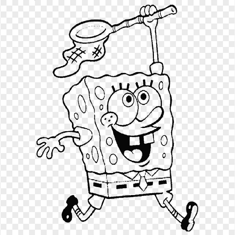 HD Spongebob Outline Running Character Transparent PNG