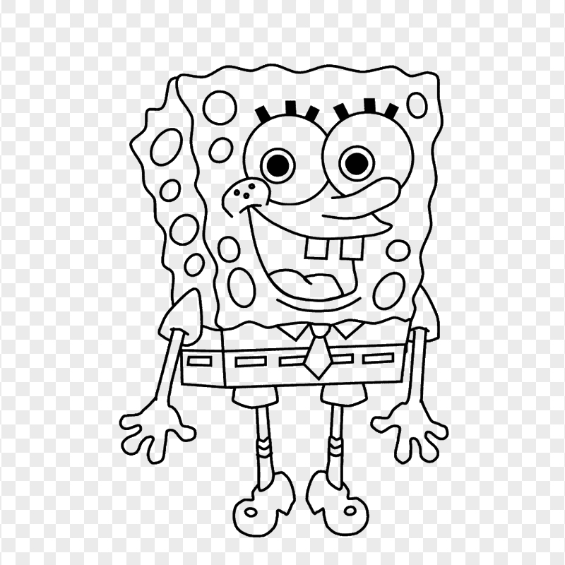 HD Spongebob Outline Standing Character Transparent PNG