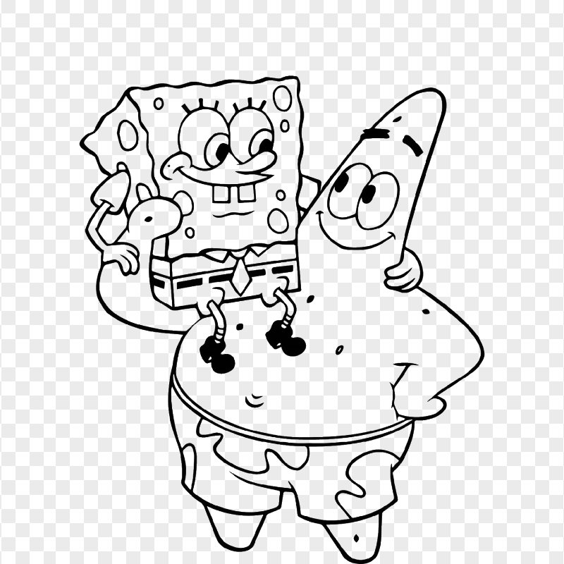 HD Spongebob With Patrick Outline Characters Transparent PNG