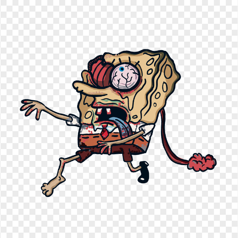 HD Spongebob Zombie Walking Characters Transparent PNG