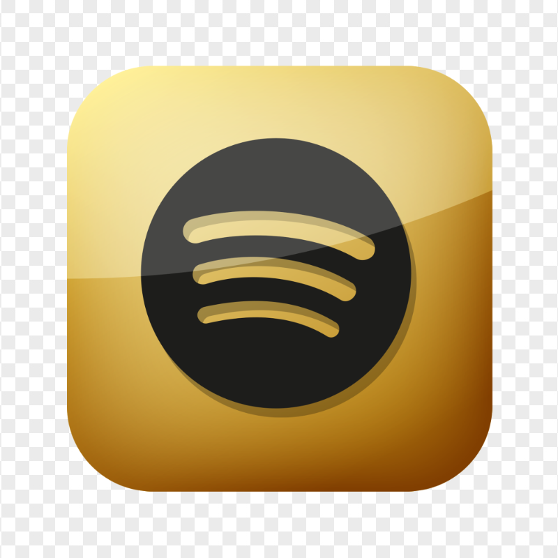 HD Square Black And Gold Spotify App Icon PNG