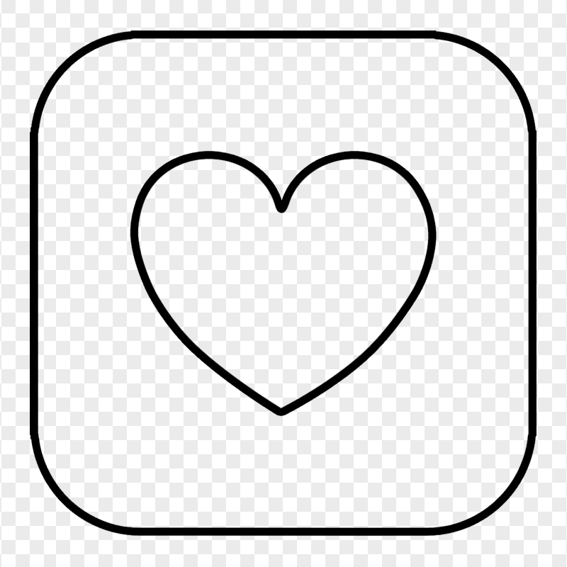 HD Square Black Outline Heart Love Icon PNG
