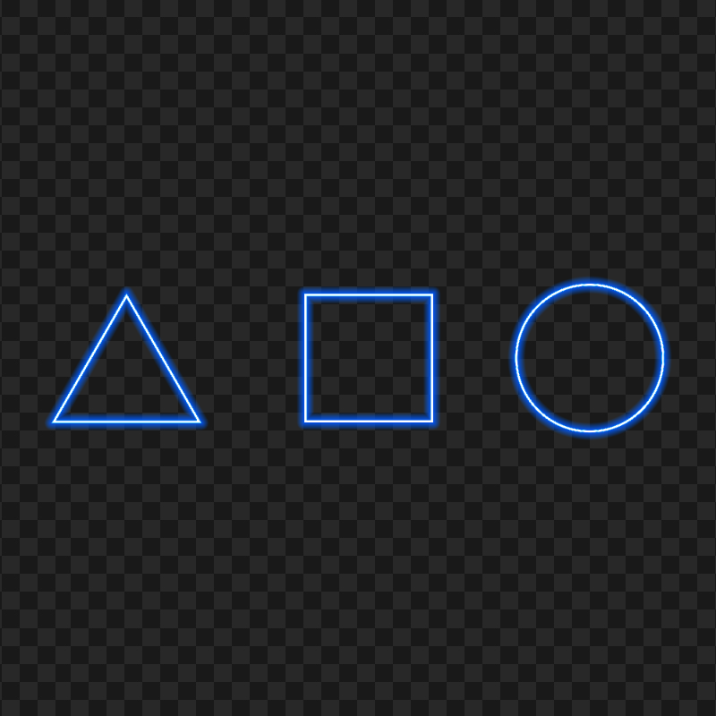 HD Square Triangle Circle Blue Glowing Neon PNG