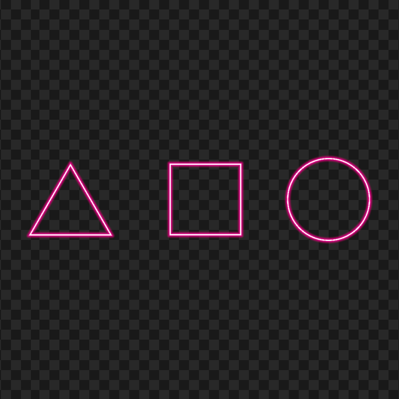 HD Square Triangle Circle Pink Glowing Neon PNG