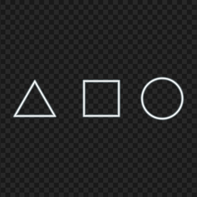 HD Square Triangle Circle White Glowing Neon PNG