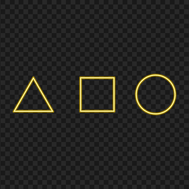 HD Square Triangle Circle Yellow Glowing Neon PNG