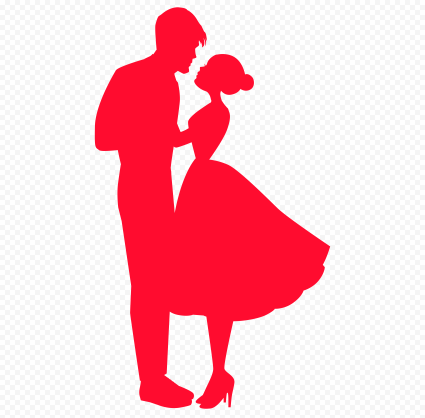 HD Standing Up Couple Red Silhouette PNG