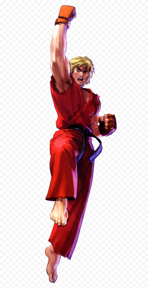 HD Street Fighter Ken Masters Jumping Character PNG