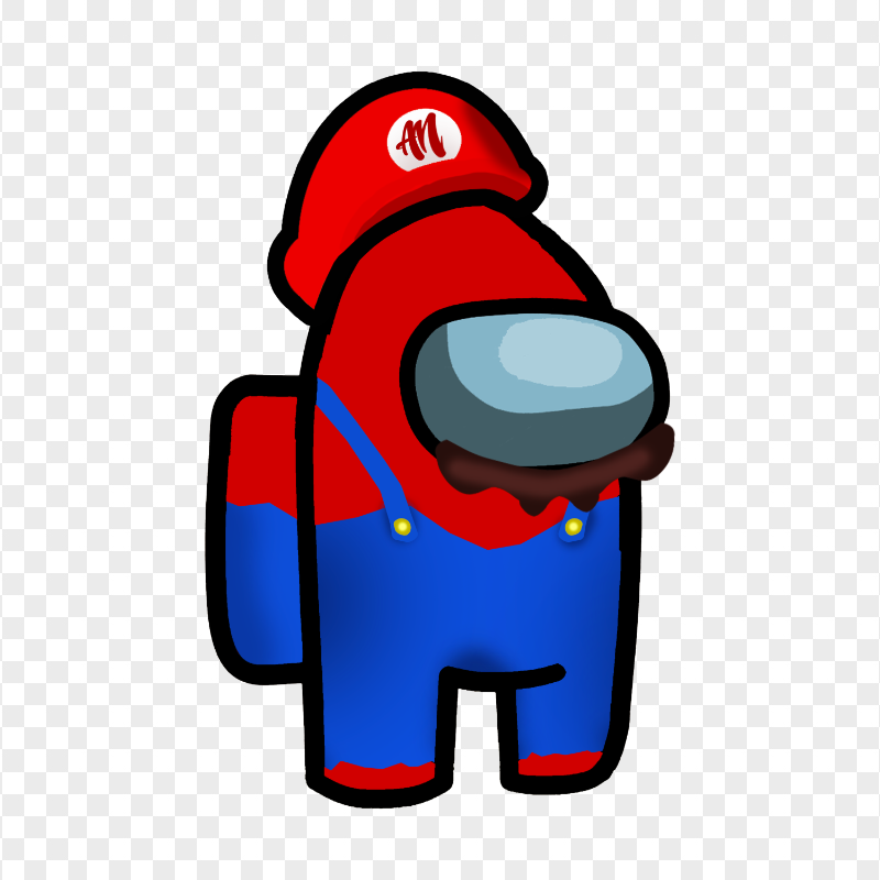 HD Super Mario Red Among Us Crewmate Guy Player Character PNG