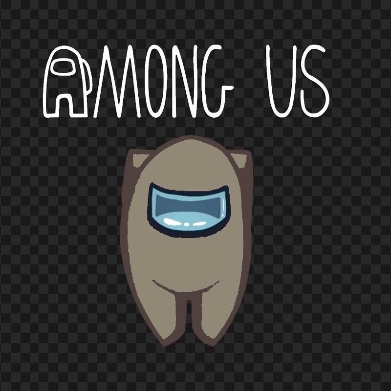 HD Tan Among Us Character With Logo PNG