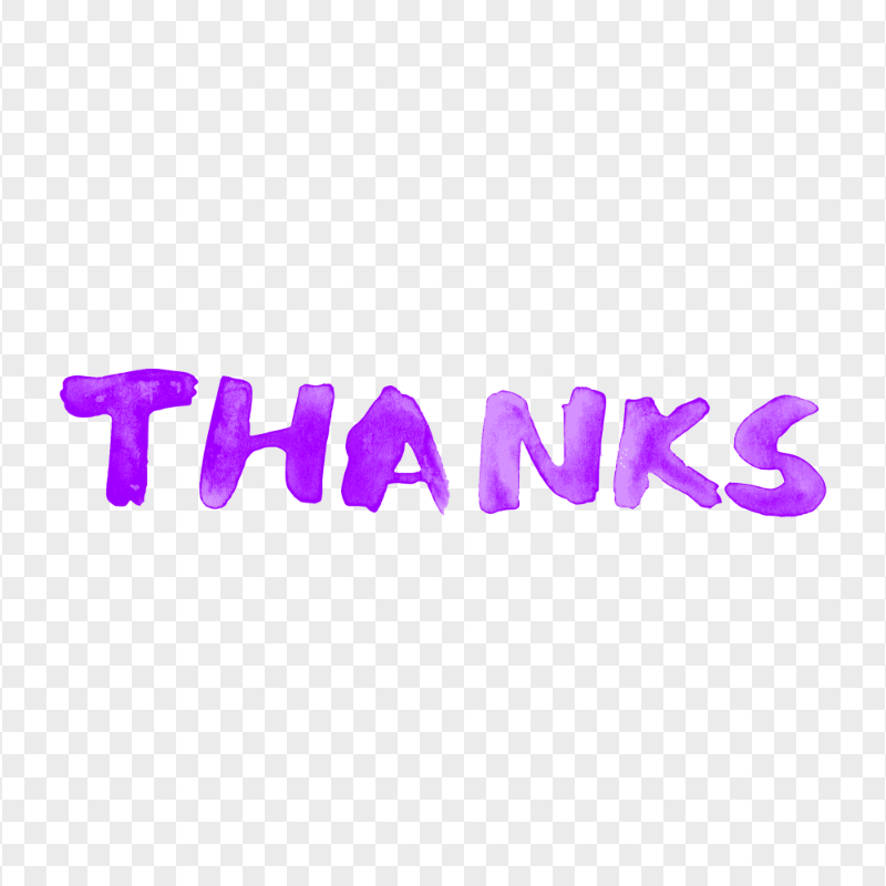 HD Thanks Word Purple Watercolor PNG