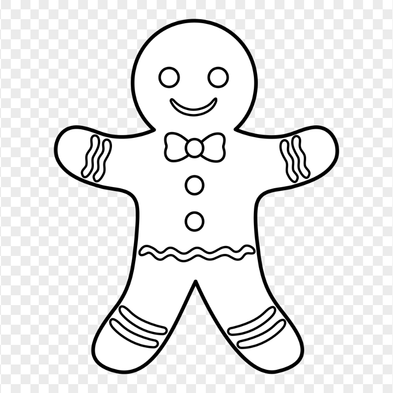 HD The Gingerbread Man Christmas Coloring PNG