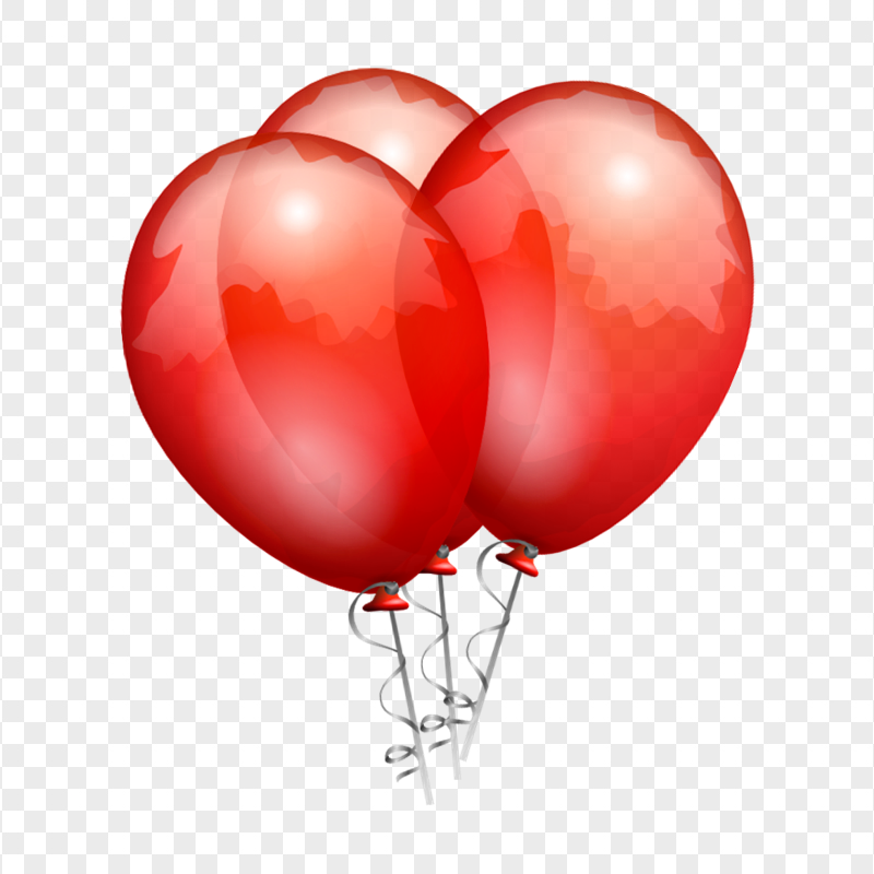 HD Three Beautiful Red Balloons Illustration PNG