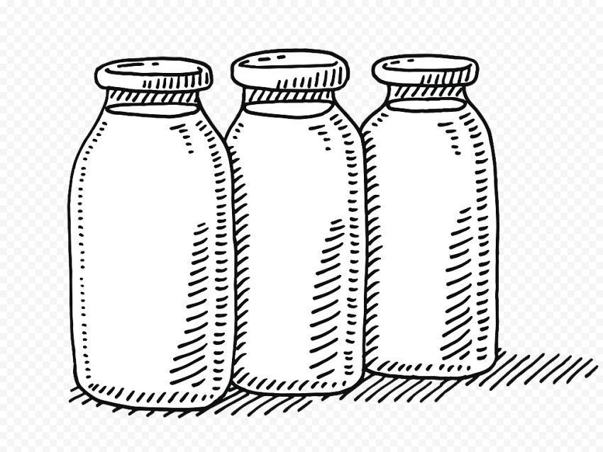 HD Three Milk Bottles Drawing Sketch PNG Citypng