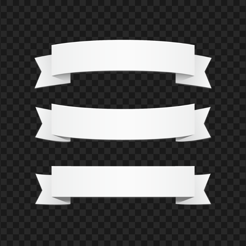 HD Three White Ribbons Banners Transparent PNG