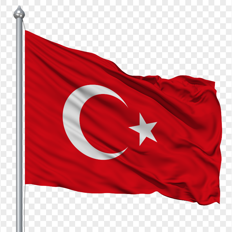 HD Tunisian Flag Waving On Pole Transparent PNG