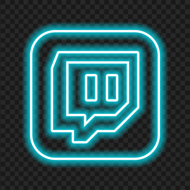 HD Twitch Neon Light Blue Square App Icon PNG
