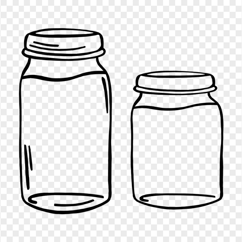 HD Two Black Outline Jar Glass Icons PNG