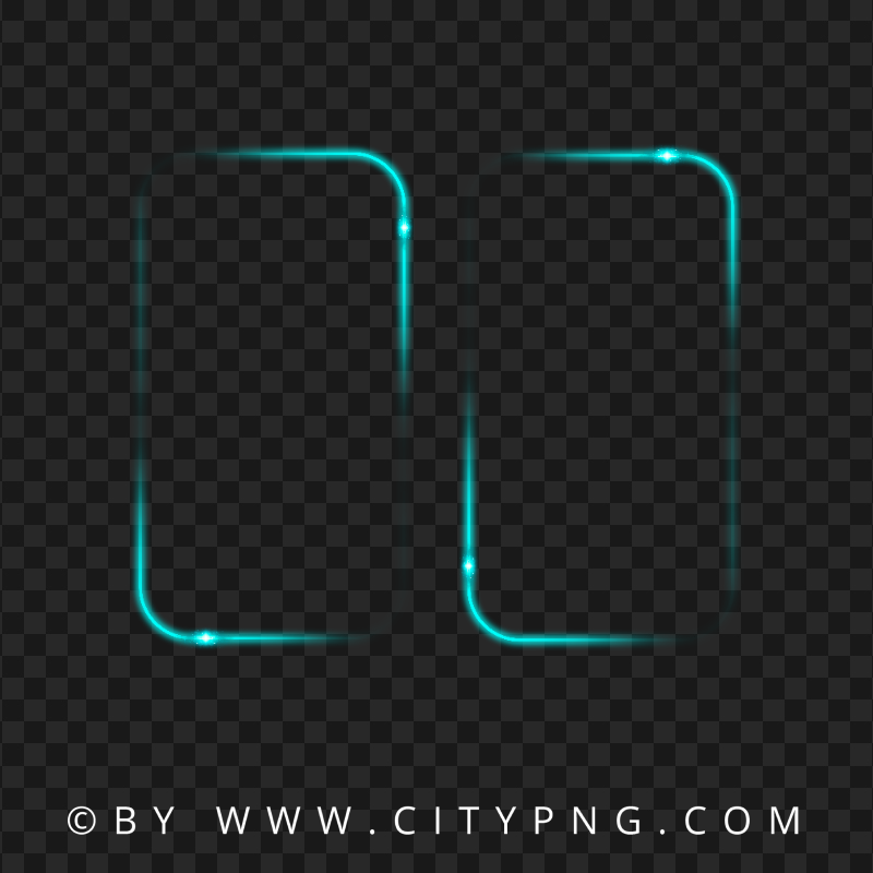 HD Two Double Glowing Blue Neon Frame PNG