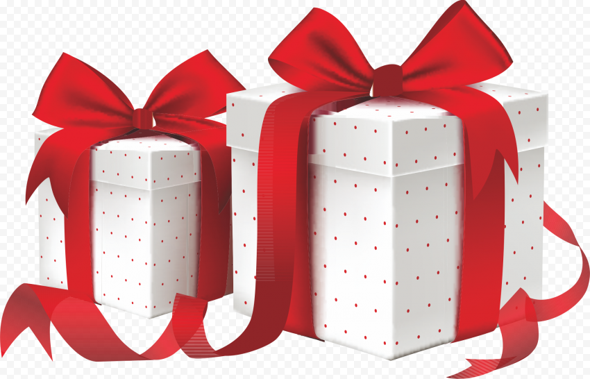 HD Two Red & White Valentine Love Gifts Boxes PNG