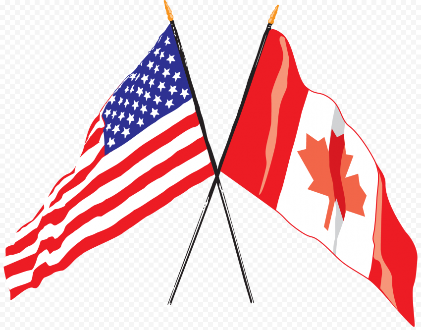 HD United States And Canadian Flags Illustration PNG
