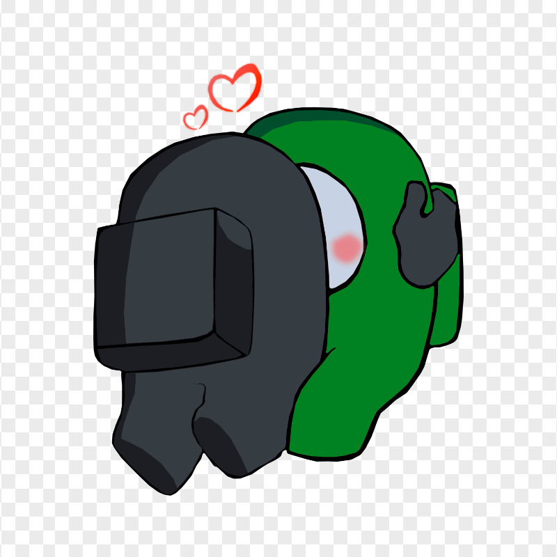 HD Valentine Love Black Kiss Green Among Us Characters PNG