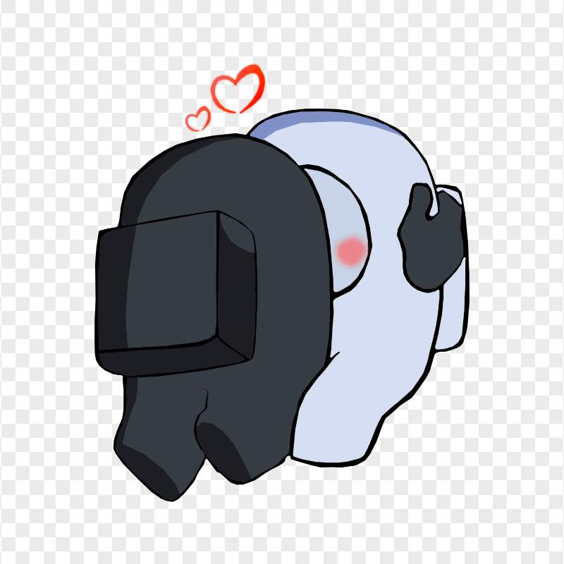 HD Valentine Love Black Kiss White Among Us Characters PNG