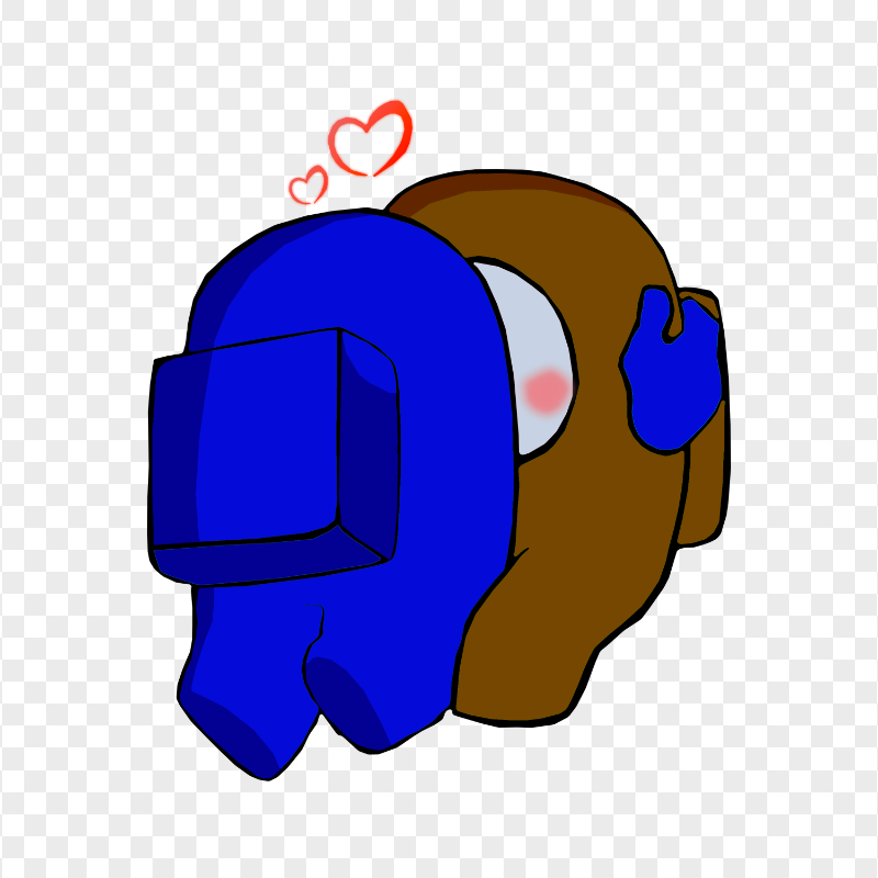 HD Valentine Love Blue Kiss Brown Among Us Characters PNG