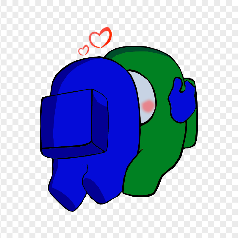 HD Valentine Love Blue Kiss Green Among Us Characters PNG