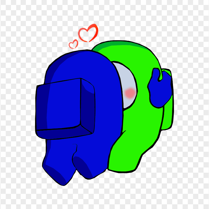 HD Valentine Love Blue Kiss Lime Among Us Characters PNG