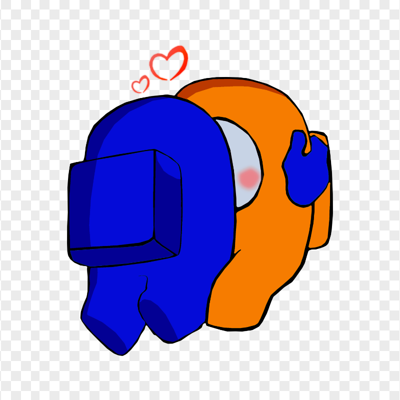 HD Valentine Love Blue Kiss Orange Among Us Characters PNG