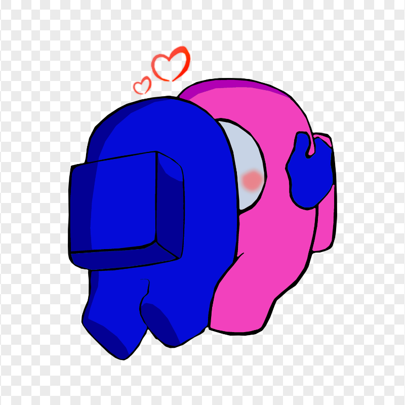HD Valentine Love Blue Kiss Pink Among Us Characters PNG