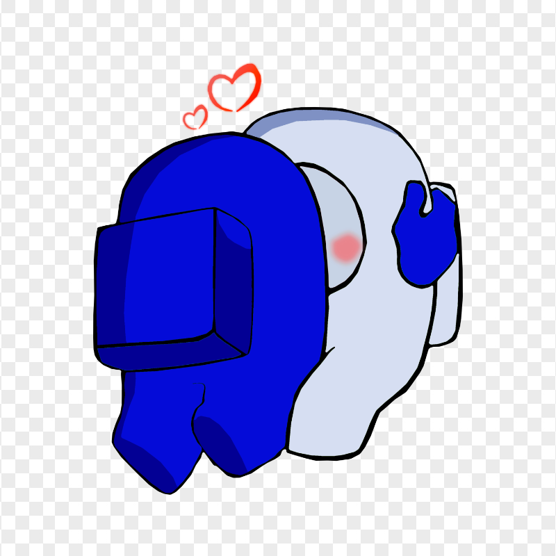 HD Valentine Love Blue Kiss White Among Us Characters PNG