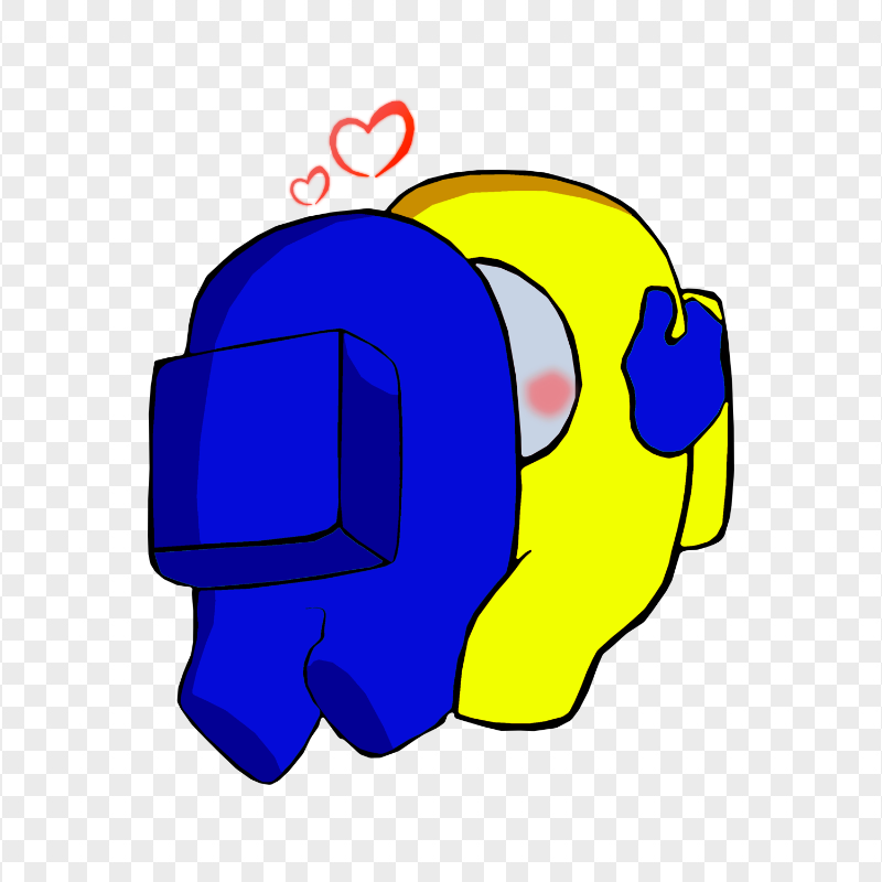 HD Valentine Love Blue Kiss Yellow Among Us Characters PNG