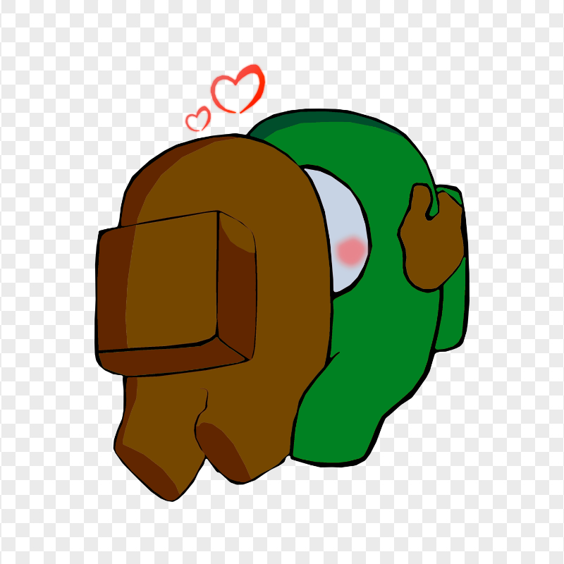 HD Valentine Love Brown Kiss Green Among Us Characters PNG