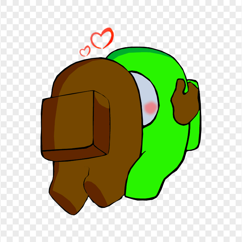 HD Valentine Love Brown Kiss Lime Among Us Characters PNG