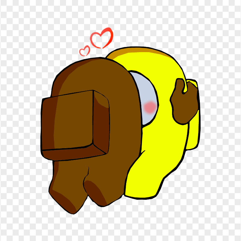 HD Valentine Love Brown Kiss Yellow Among Us Characters PNG