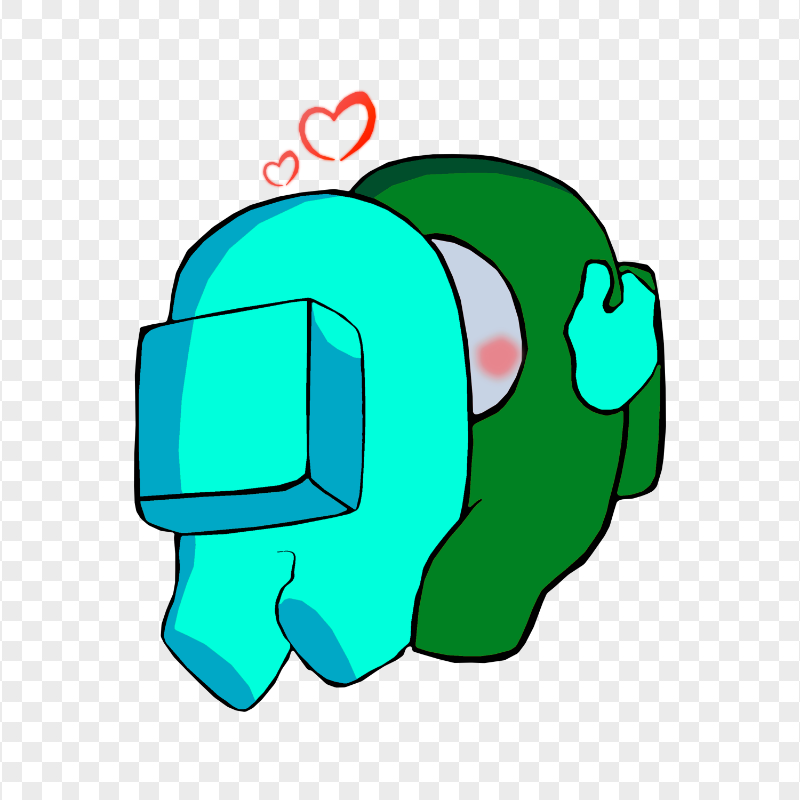 HD Valentine Love Cyan Kiss Green Among Us Characters PNG