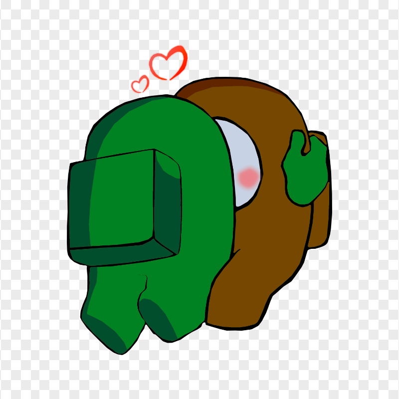 HD Valentine Love Green Kiss Brown Among Us Characters PNG