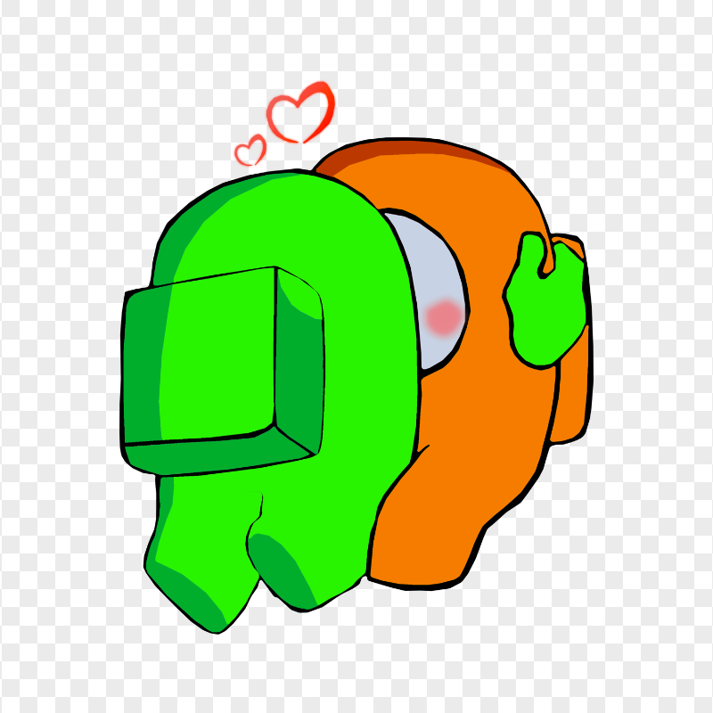 HD Valentine Love Lime Kiss Orange Among Us Characters PNG