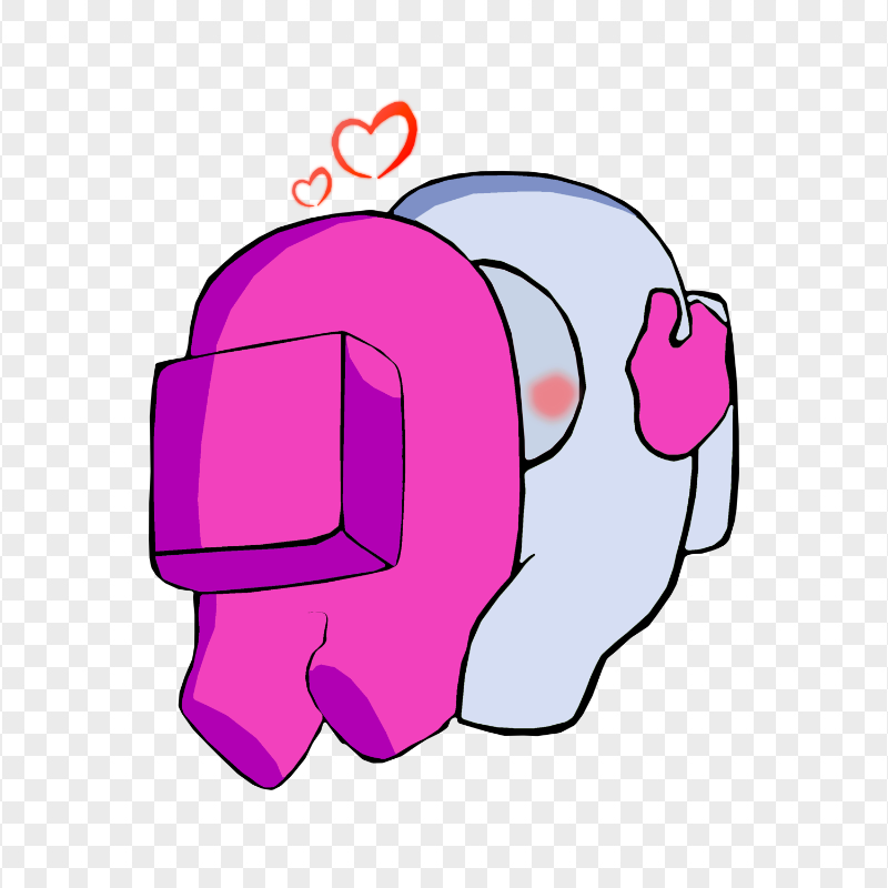 HD Valentine Love Pink Kiss White Among Us Characters PNG