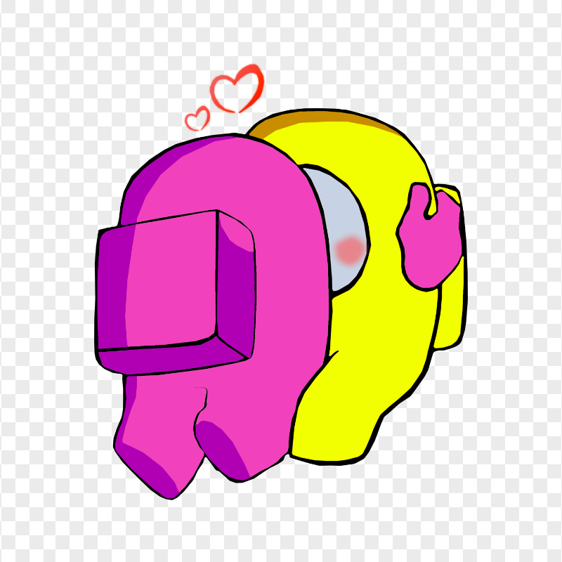 HD Valentine Love Pink Kiss Yellow Among Us Characters PNG