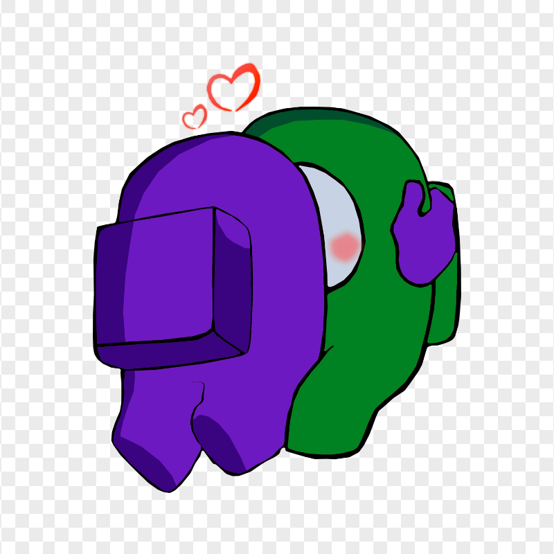 HD Valentine Love Purple Kiss Green Among Us Characters PNG