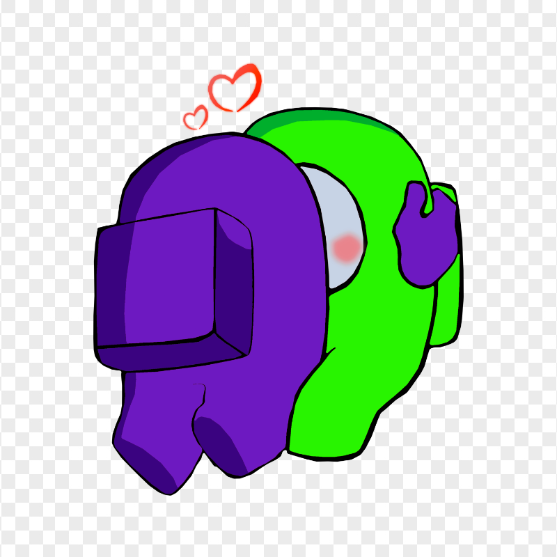 HD Valentine Love Purple Kiss Lime Among Us Characters PNG