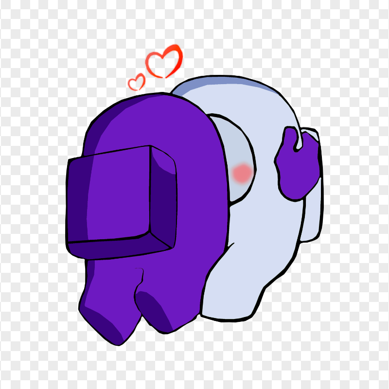 HD Valentine Love Purple Kiss White Among Us Characters PNG