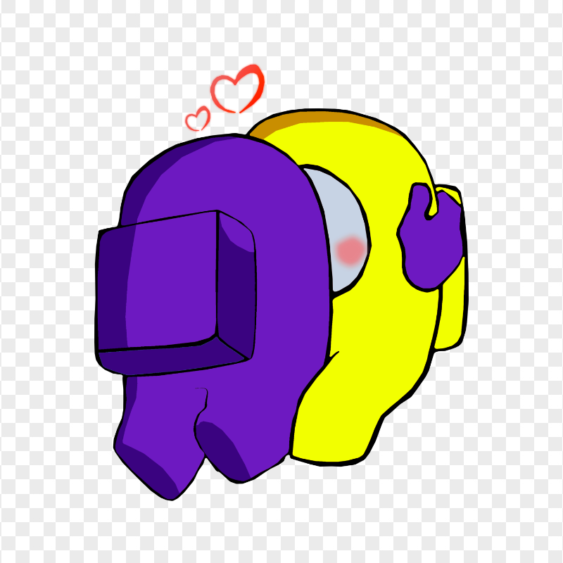 HD Valentine Love Purple Kiss Yellow Among Us Characters PNG